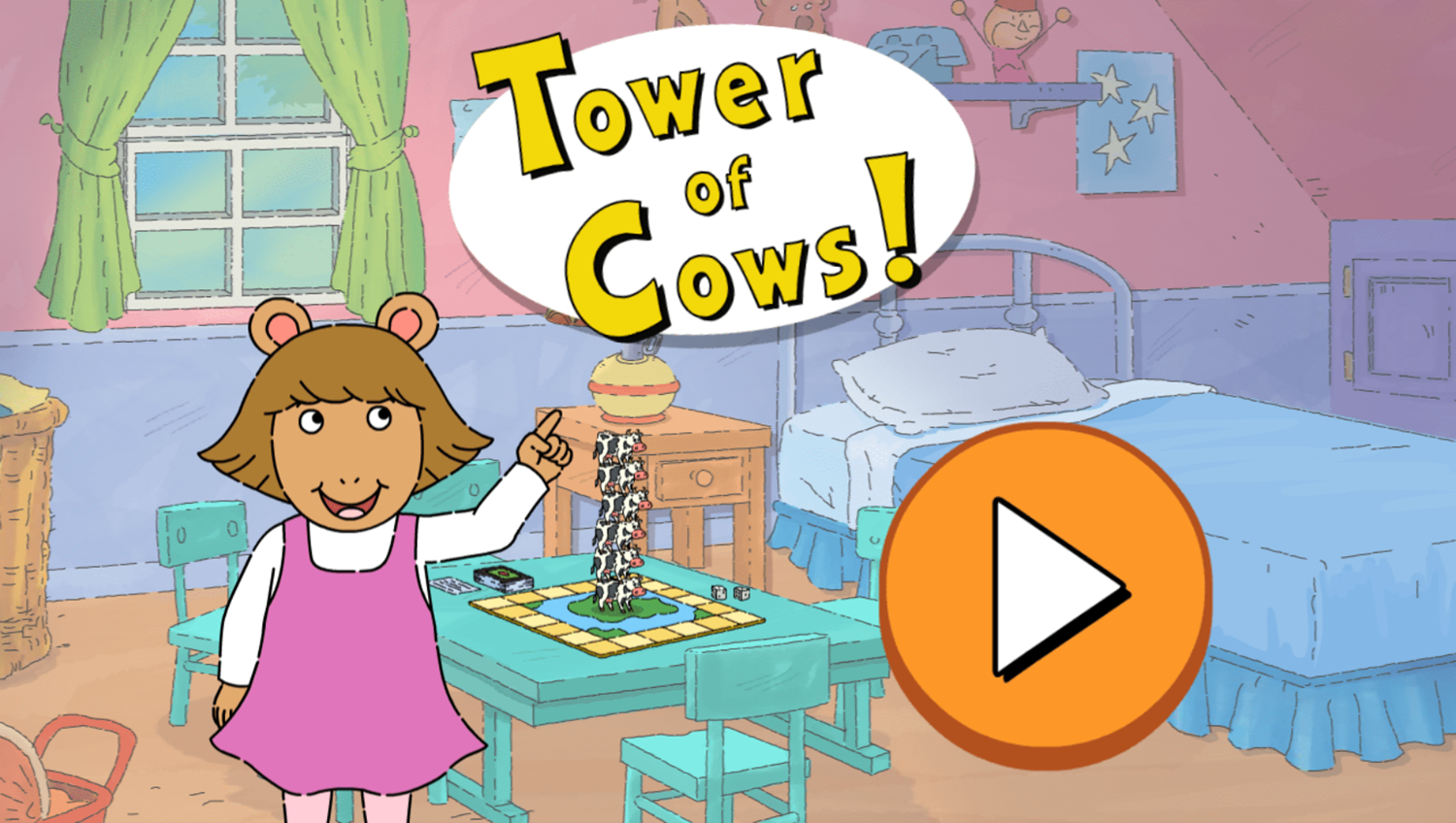 Arthur Tower of Cows Game Welcome Screen Screenshot.
