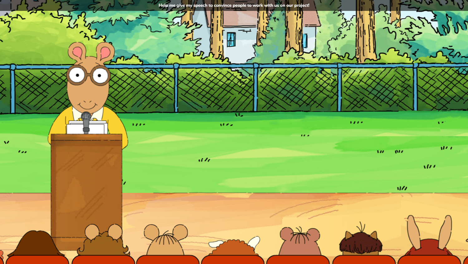 Arthur's Park Game Speech Start Screenshot.