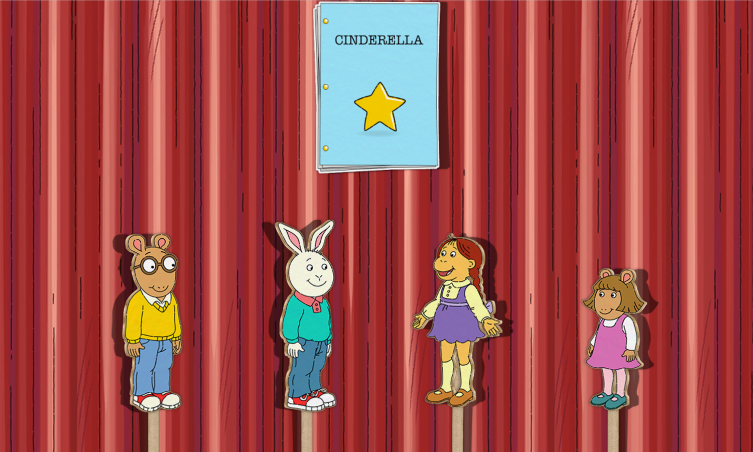 Arthur's Puppet Theater Cinderella Game Character Select Casting Screen Screenshot.