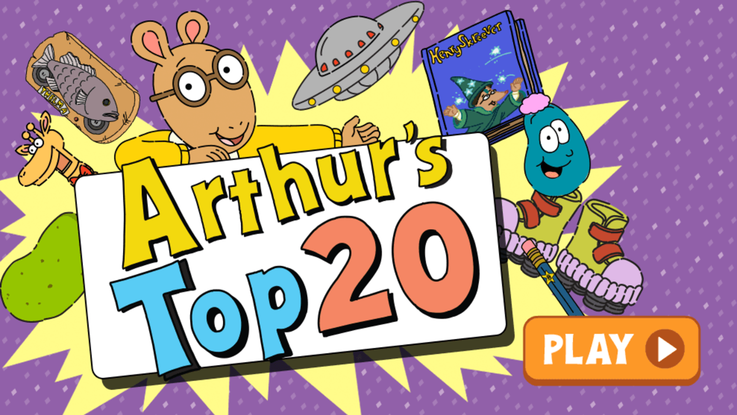 Arthur's Top 20 Game Welcome Screen Screenshot.