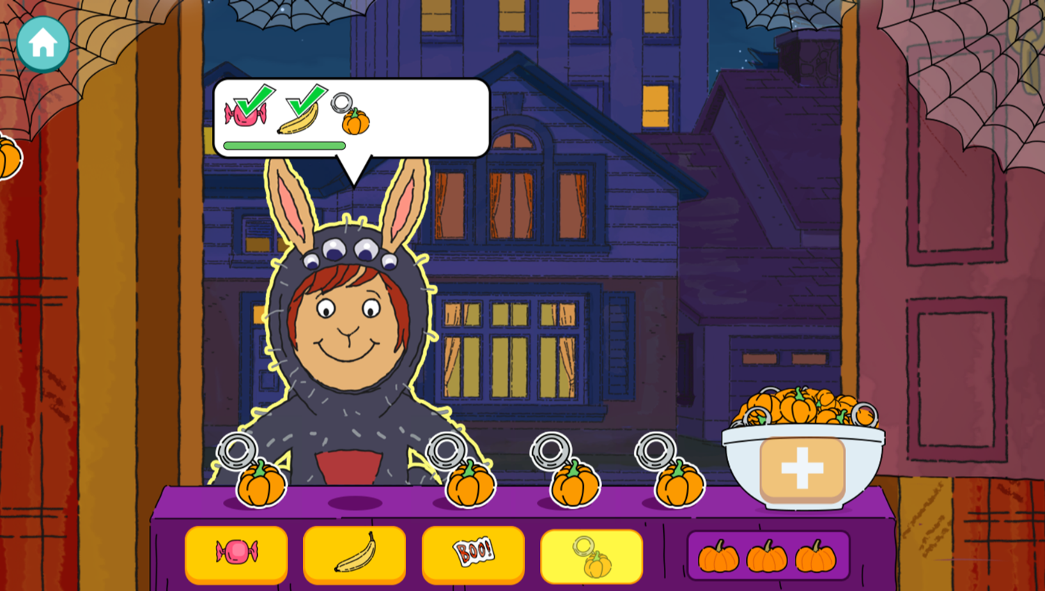 Arthur's Tricks and Treats Game Play Screenshot.