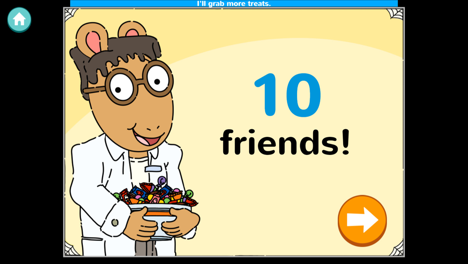 Arthur's Tricks and Treats Game Level Complete Screenshot.