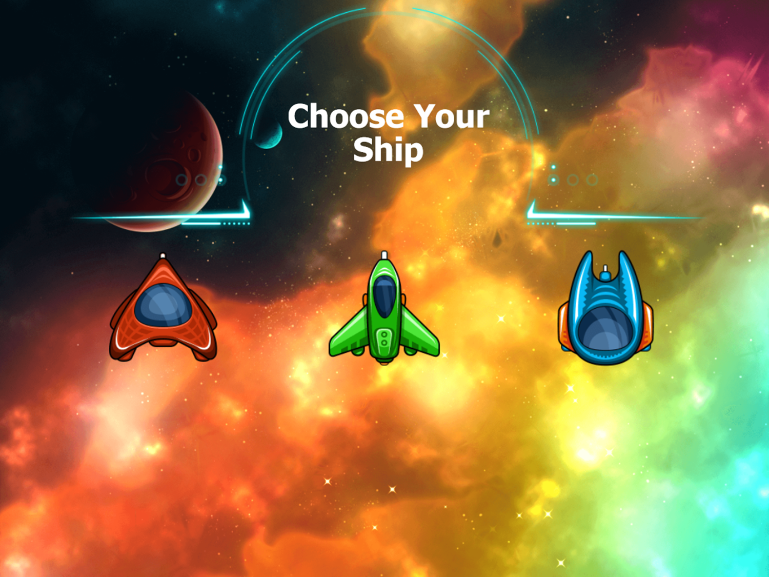 Asteroids Crusher Game Choose Ship Screenshot.