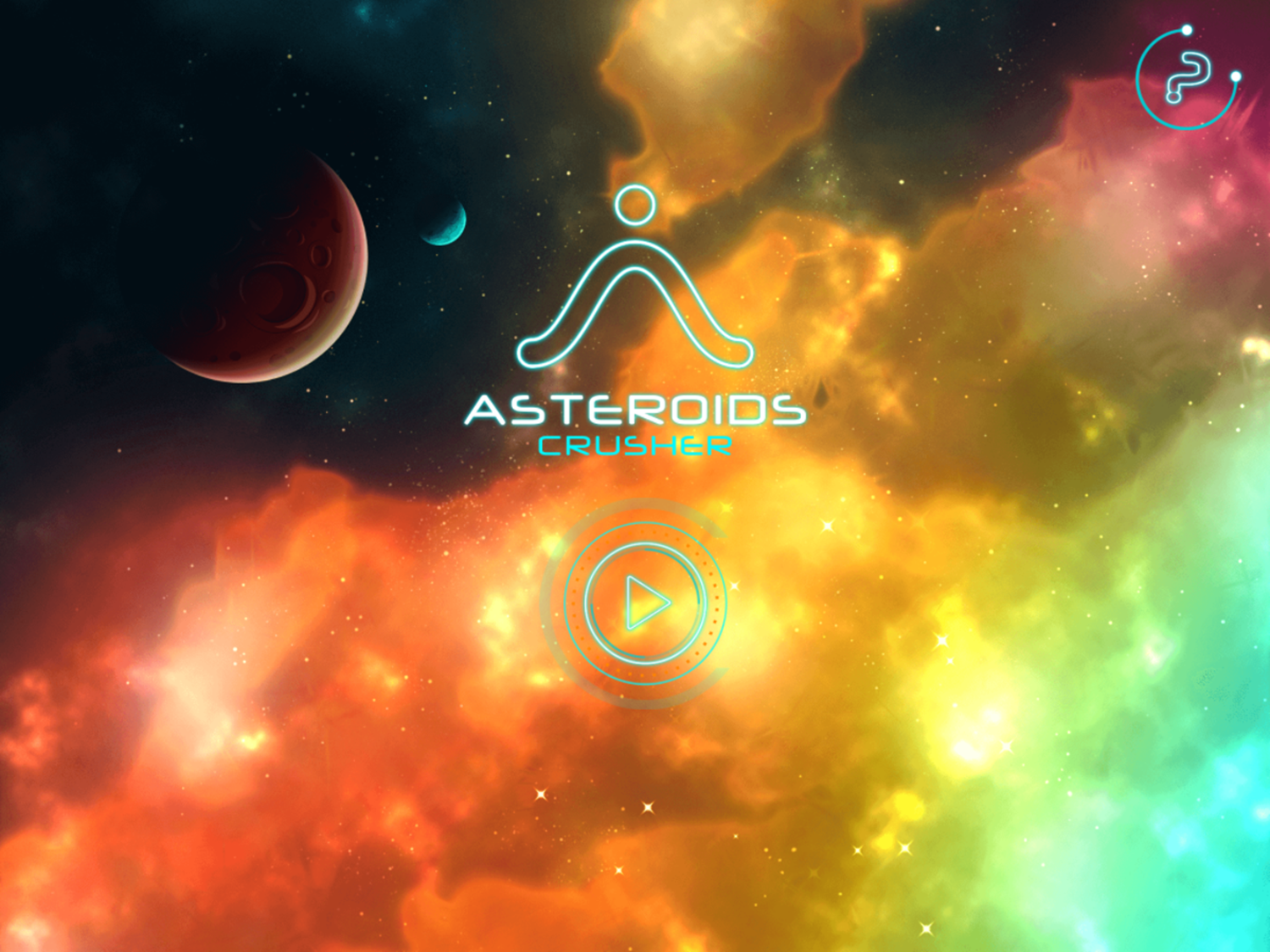 Asteroids Crusher Game Welcome Screen Screenshot.