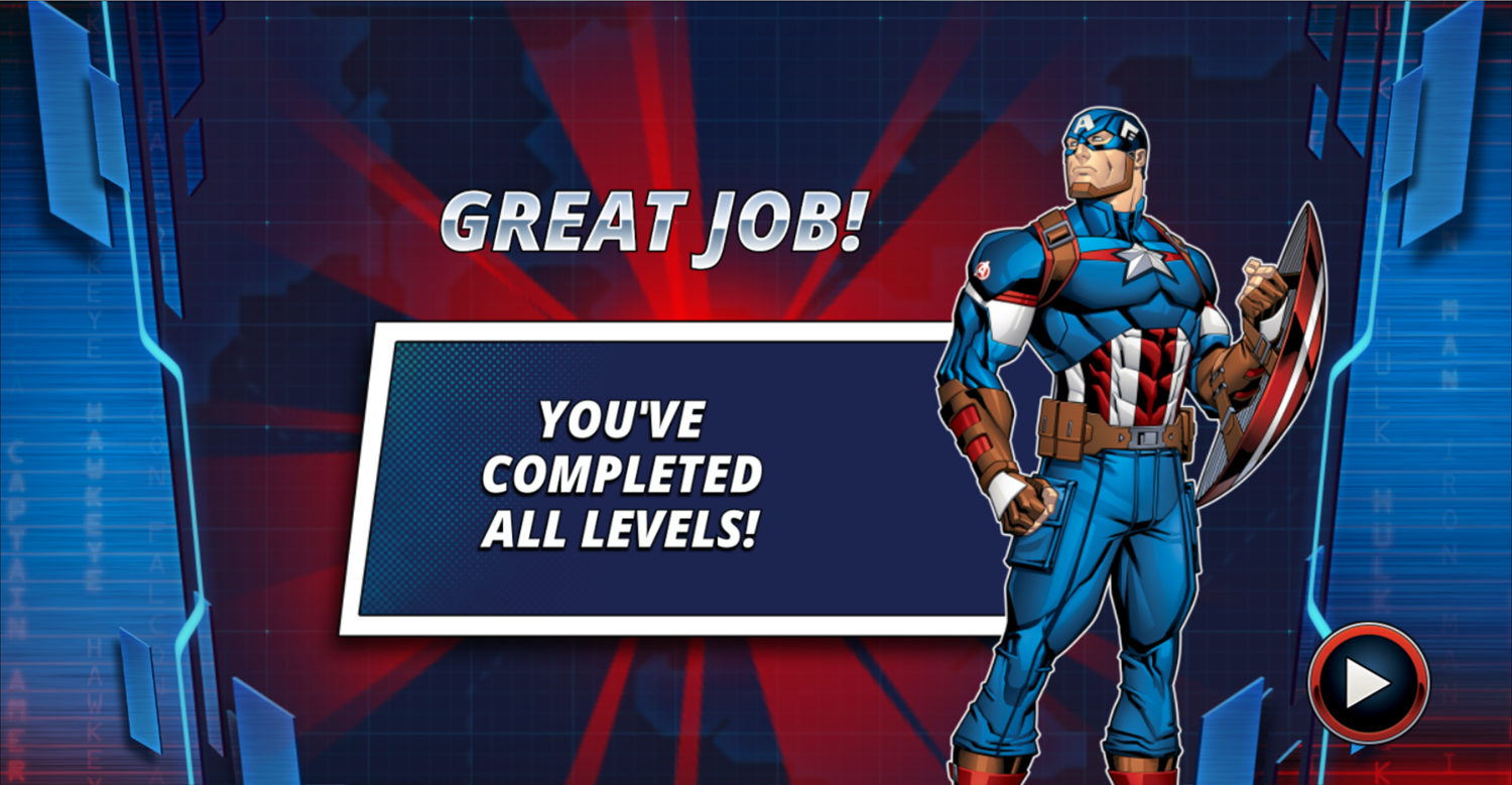 Marvel Avengers Hydra Dash Game Levels Complete Screenshot.