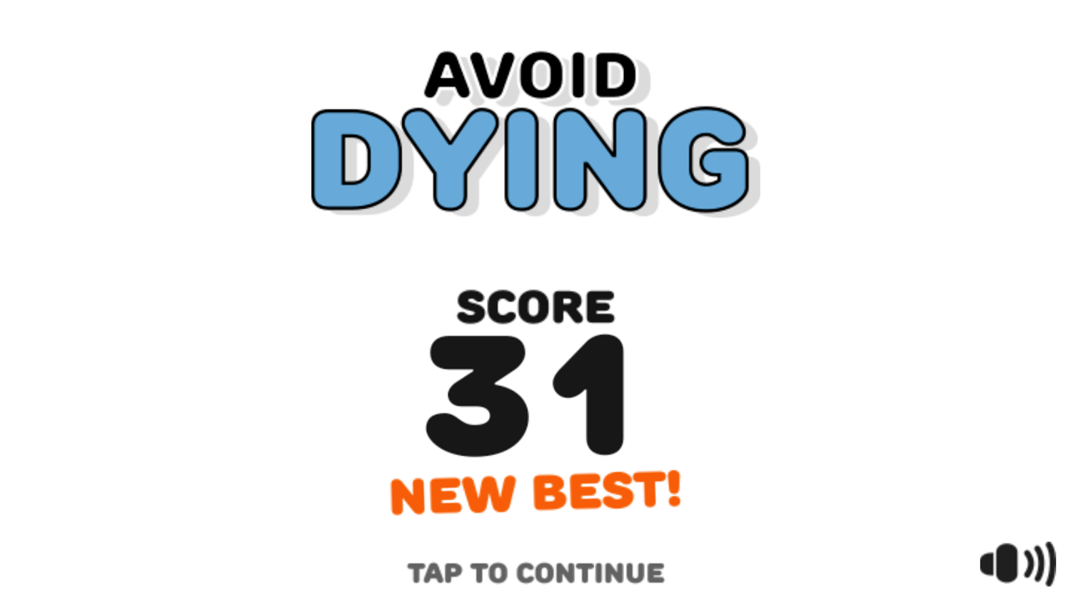 Avoid Dying Game High Score Screen Screenshot.