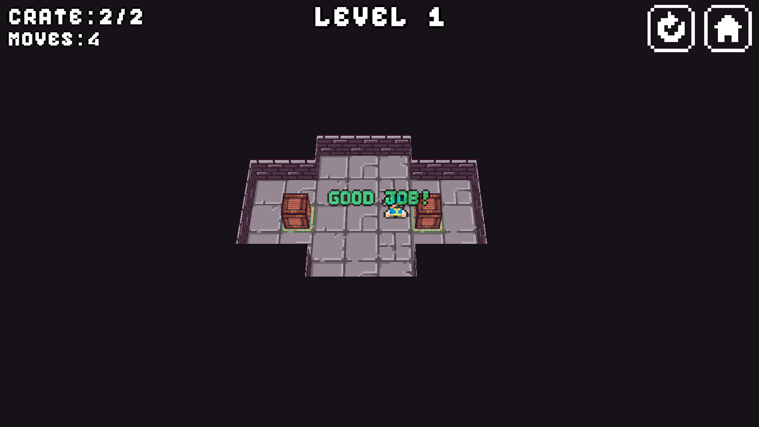 Axel Dungeon Sokoban Game Level Play Screenshot.
