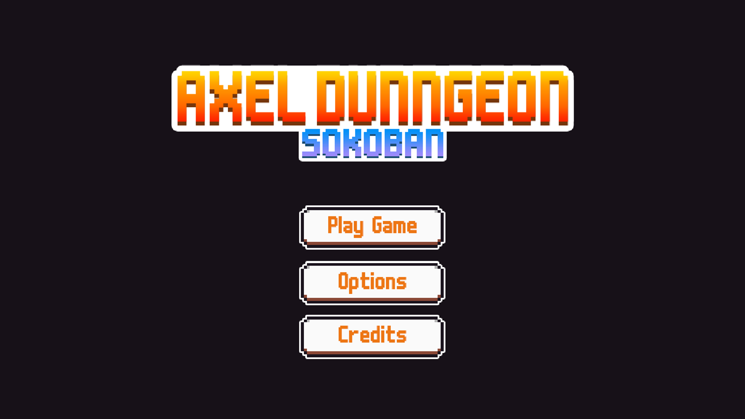 Axel Dungeon Sokoban Game Welcome Screen Screenshot.