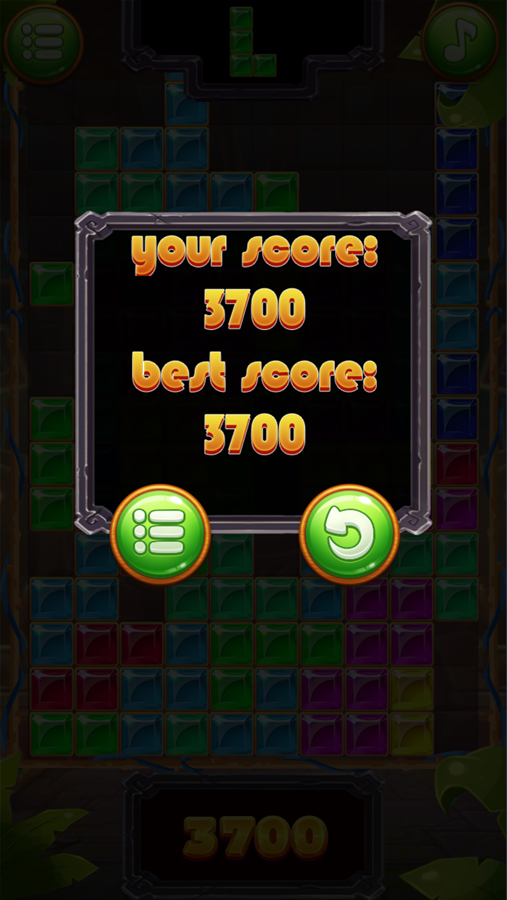 Aztec Treasure Game Over Screen Screenshot.