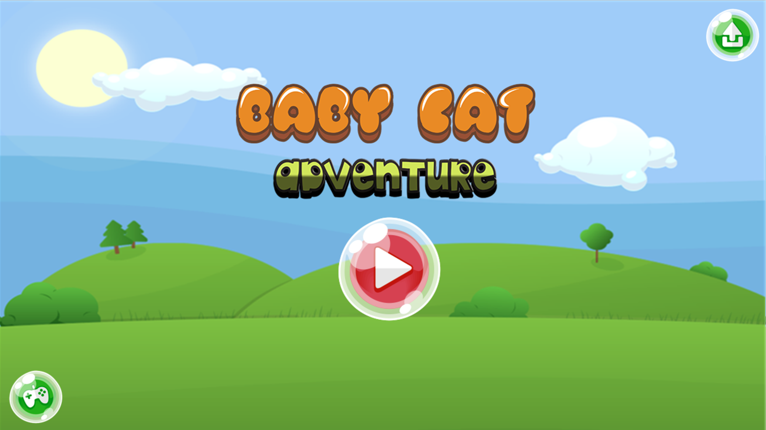 Baby Cat Adventure Game Welcome Screen Screenshot.