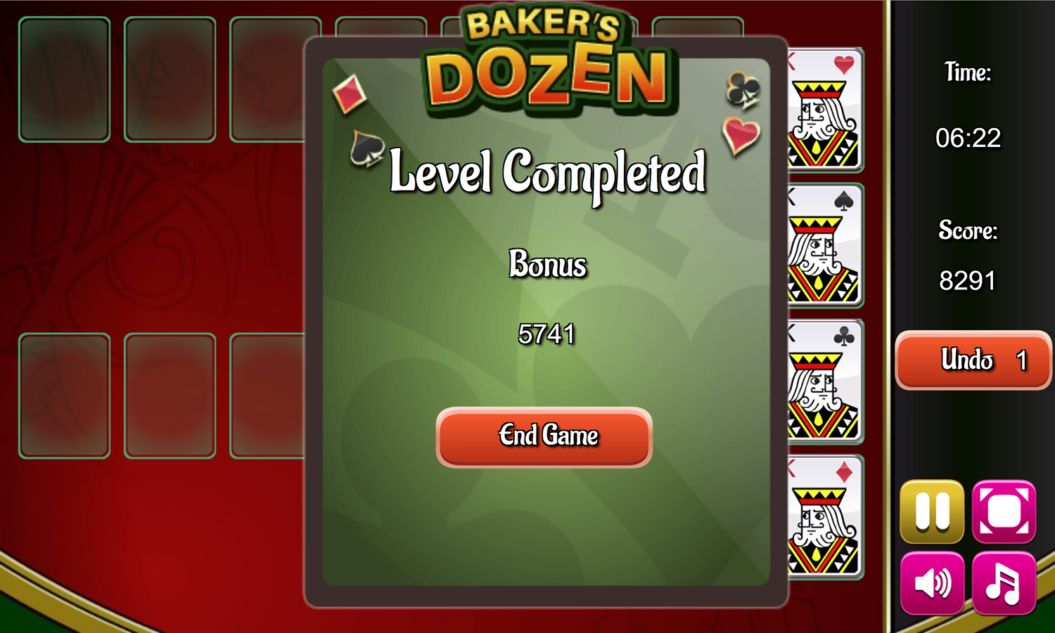 Baker's Dozen Game Level Completed Screen Screenshot.