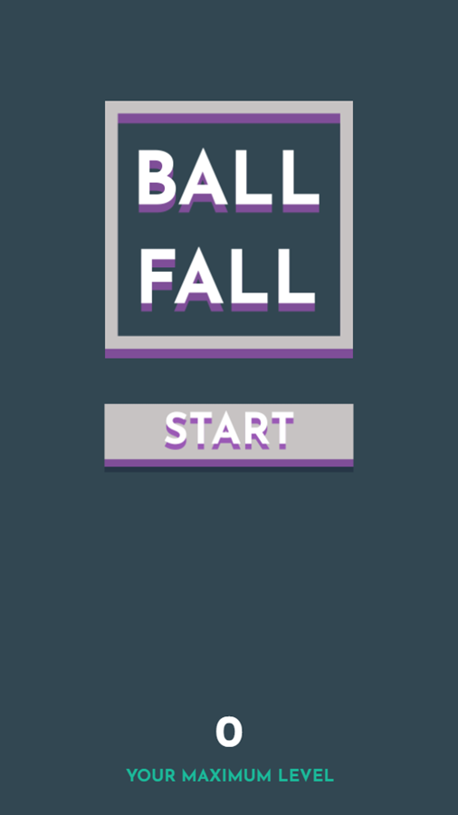 Ball Fall Game Welcome Screen Screenshot.