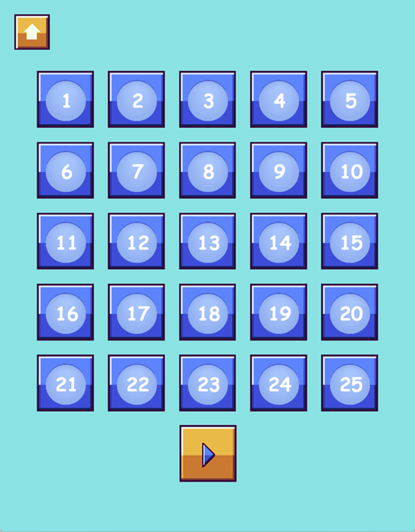 Ball Toss Puzzle Game Level Select Screen Screenshot.