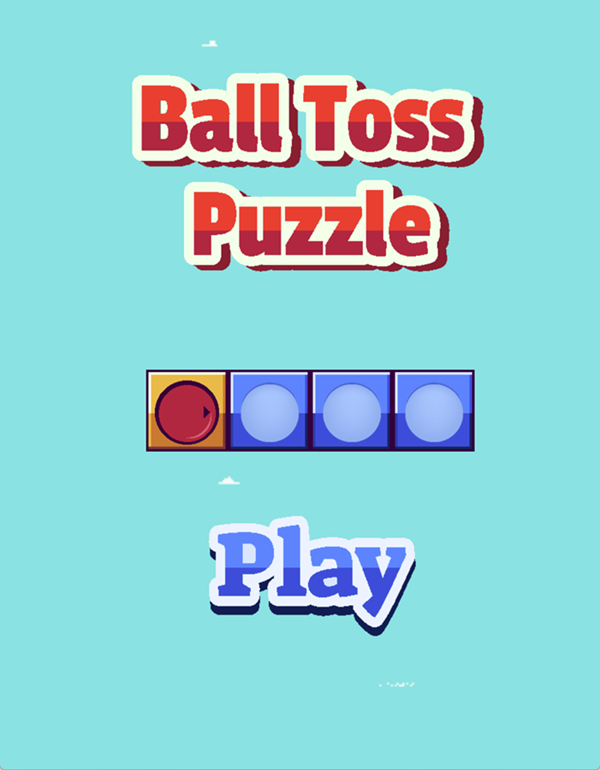 Ball Toss Puzzle Game Welcome Screen Screenshot.