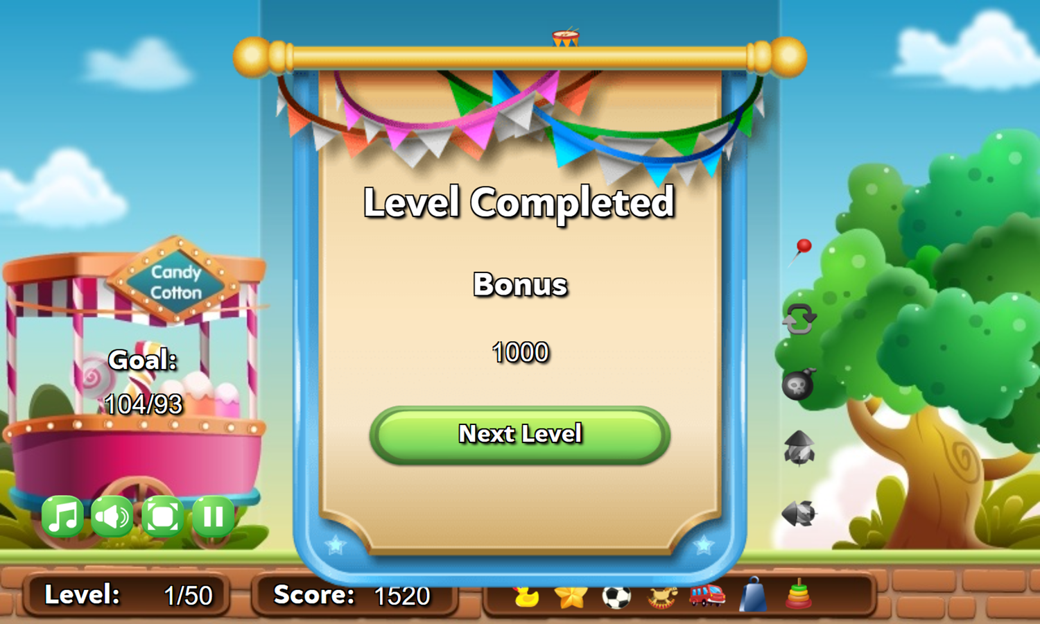 Balloon Pop Game Level Completed Screenshot.