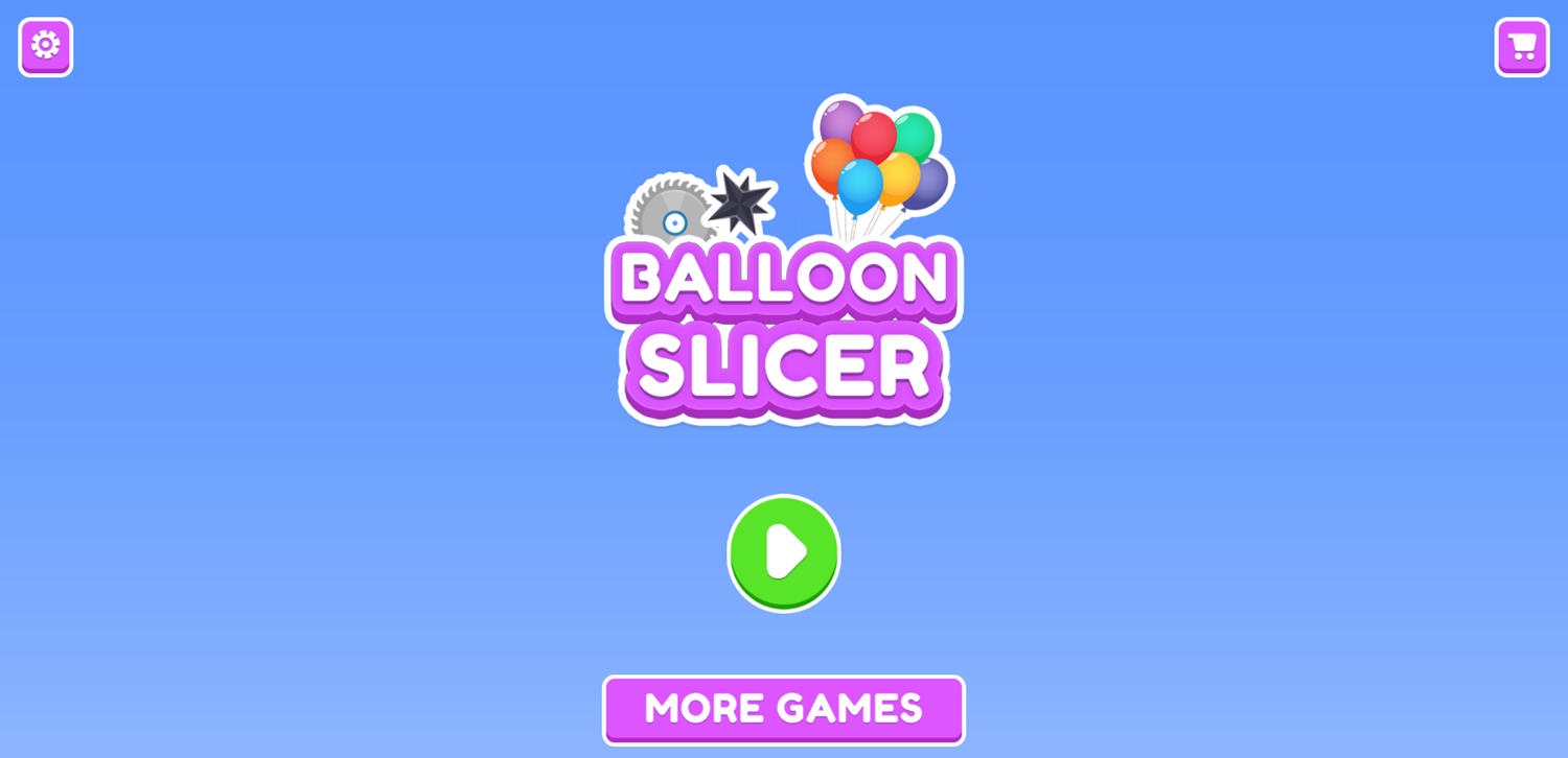 Balloon Slicer Game Welcome Screen Screenshot.