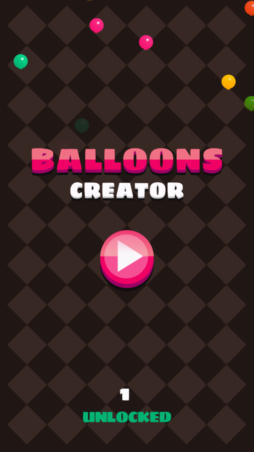 Balloons Creator Game Welcome Screen Screenshot.