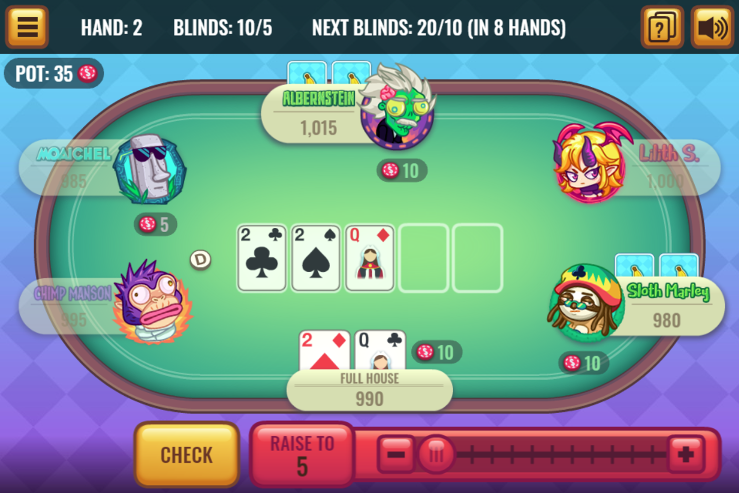 Banana Poker Full House Screenshot.