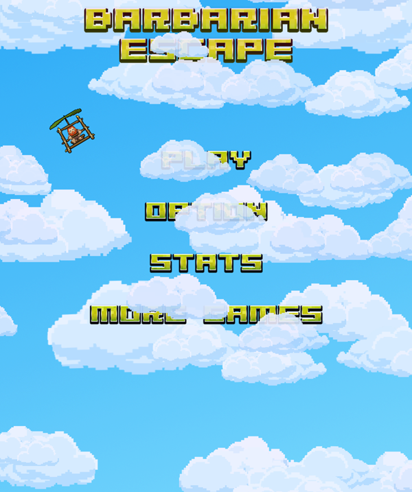 Barbarian Escape Game Menu Screenshot.