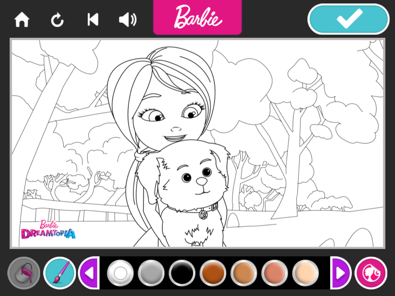 Barbie Coloring Creations Game Blank Page Screenshot.