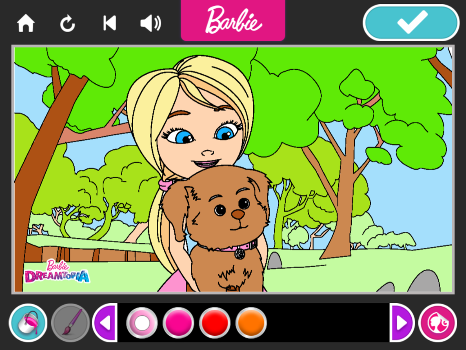 Barbie Coloring Creations Game Finalize Color Screenshot.