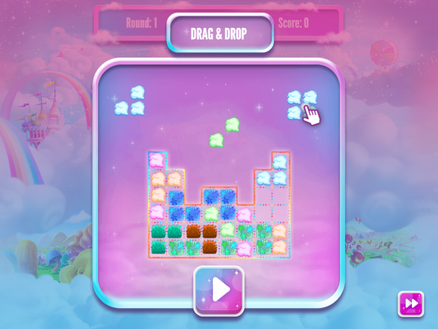 Barbie Dreamtopia Rainbow Cove Cloud Creations Game Instructions Screen Screenshot.