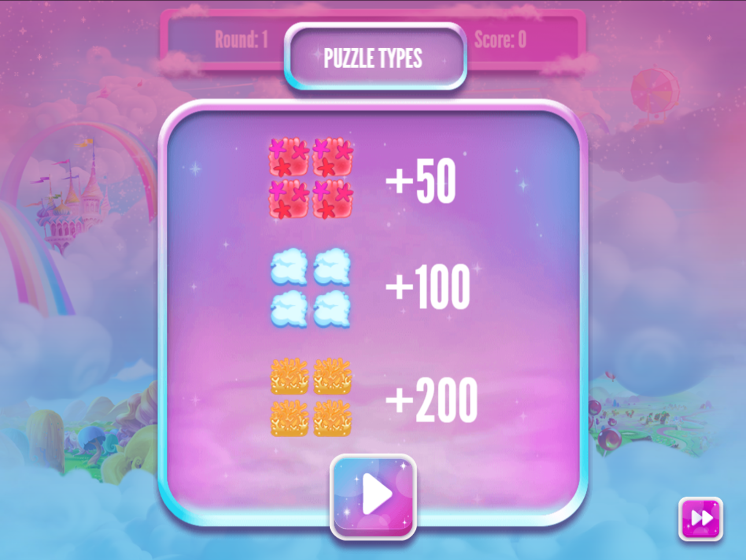 Barbie Dreamtopia Rainbow Cove Cloud Creations Game Scoring Screen Screenshot.