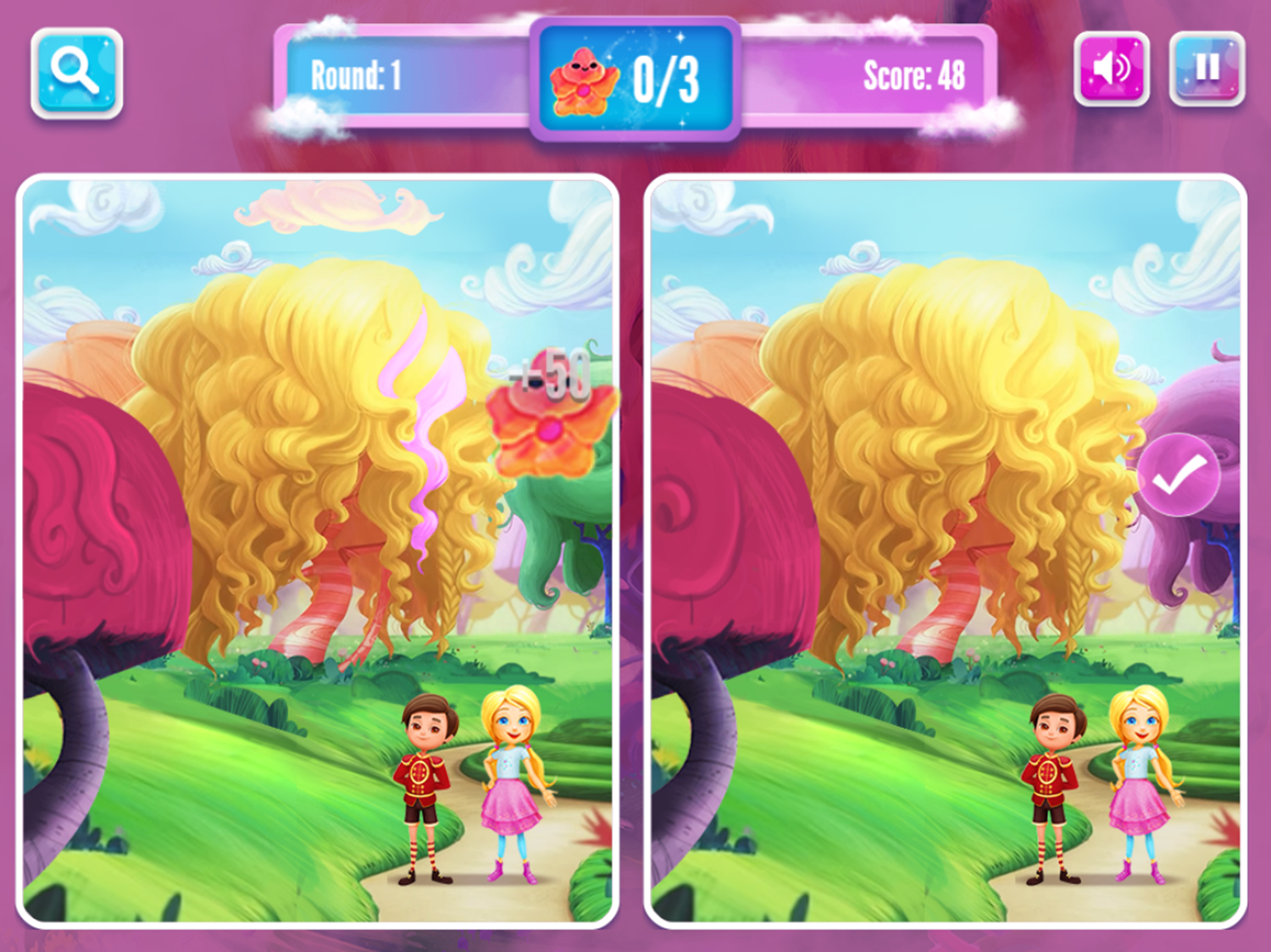 Barbie Wispy Forest Spot the Difference Game 1st Difference Screenshot.