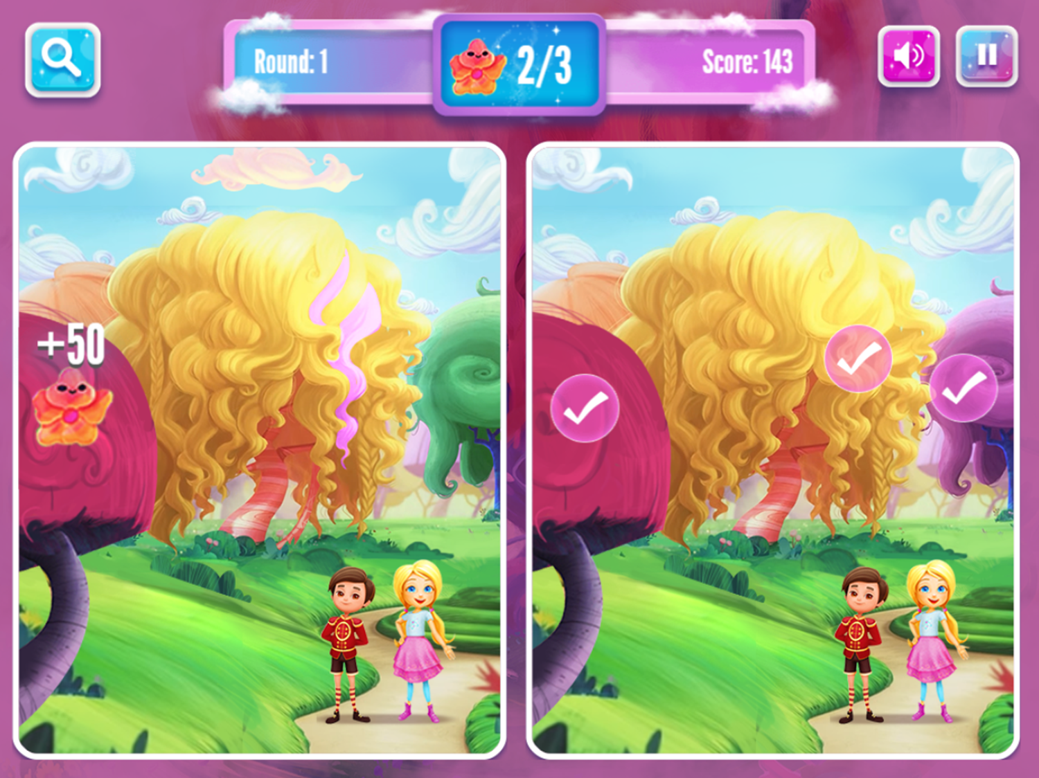 Barbie Wispy Forest Spot the Difference Game 3rd Difference Screenshot.