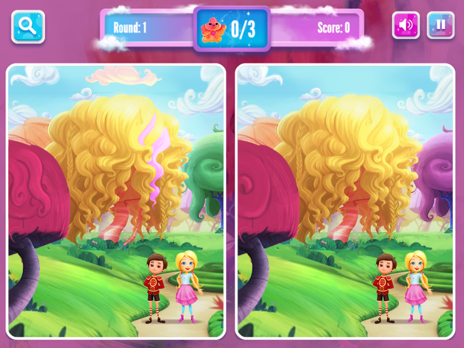 Barbie Wispy Forest Spot the Difference Game Start Screenshot.