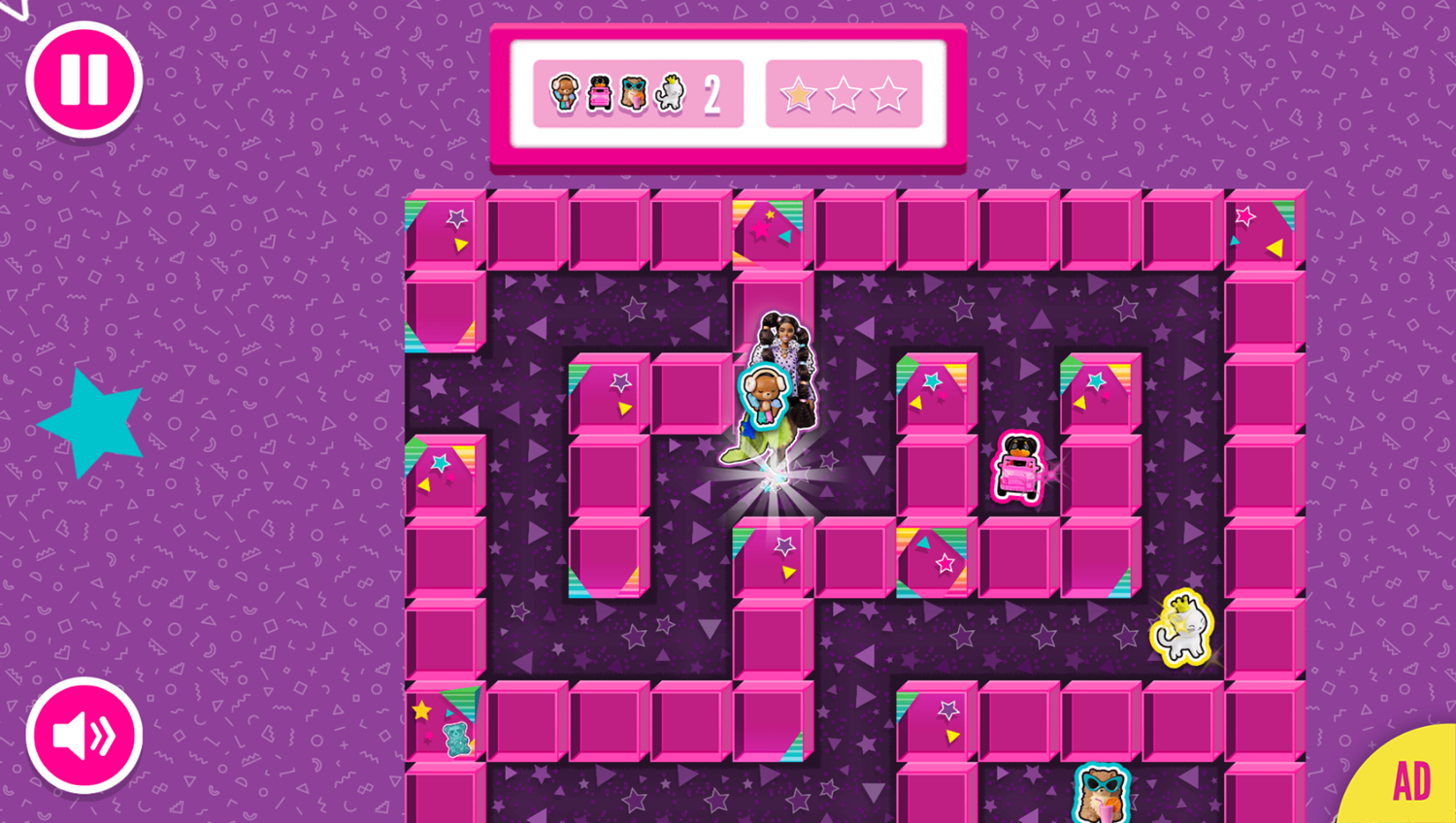 Barbie Extra Mazes Game Level Play Screenshot.