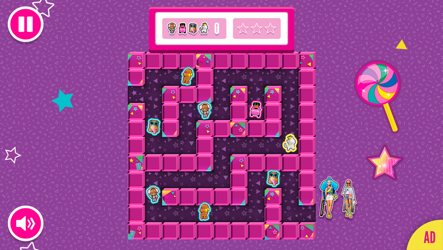 Barbie Extra Mazes Game Level Start Screenshot.