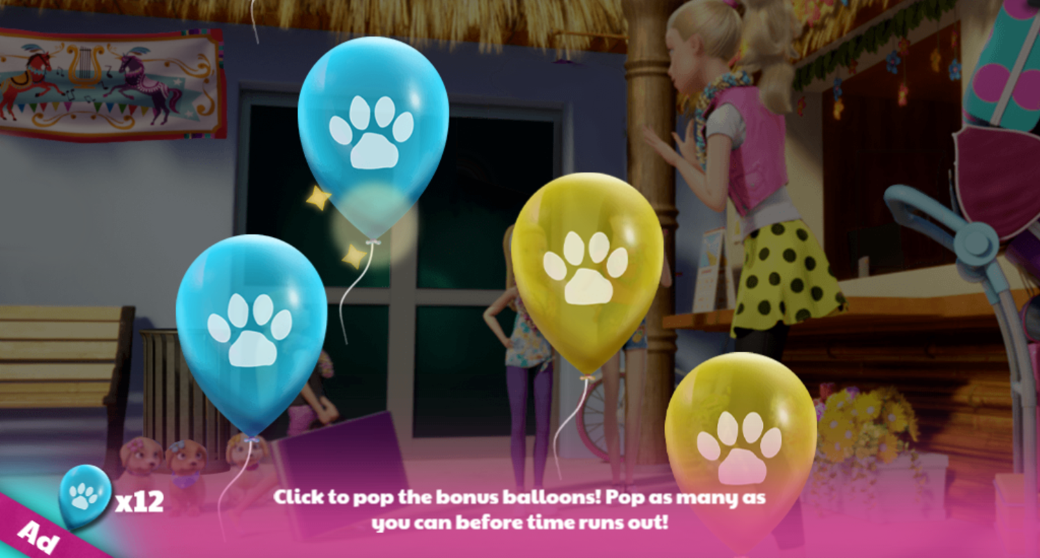 Barbie Great Puppy Treasure Hunt Game Click Balloons Screenshot.