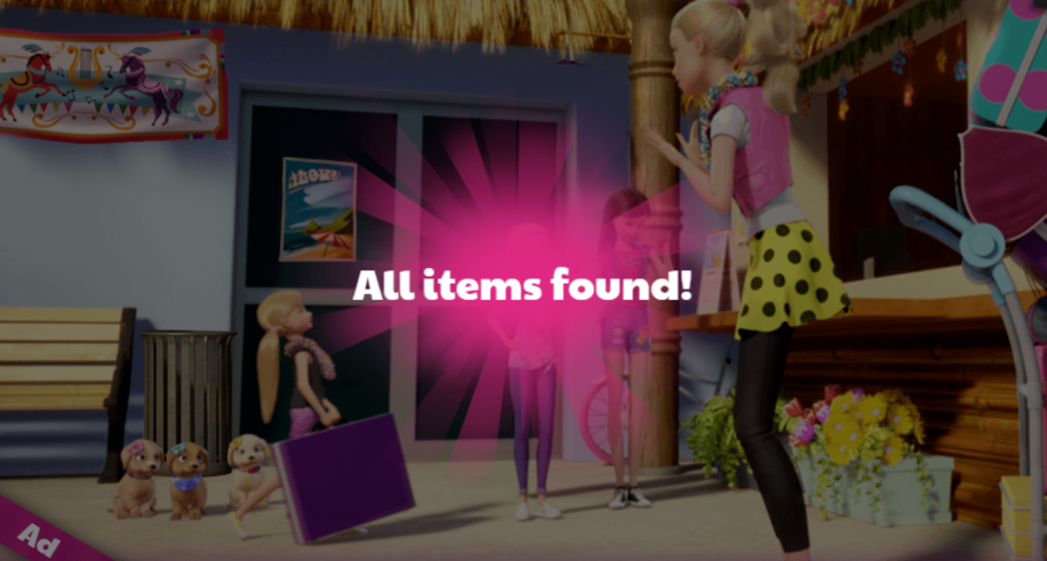 Barbie Great Puppy Treasure Hunt Game Items Found Screenshot.