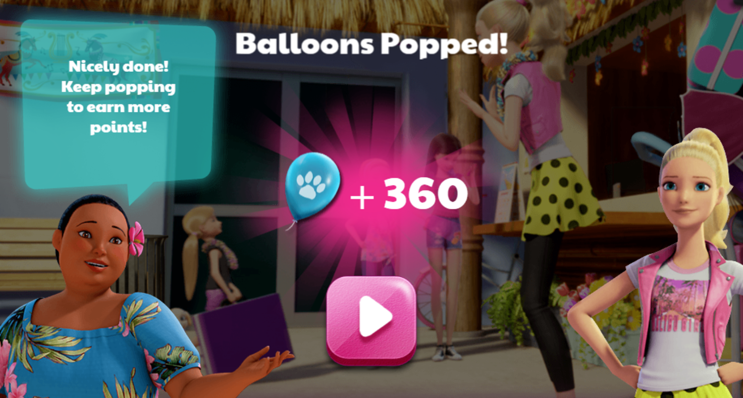 Barbie Great Puppy Treasure Hunt Game Score Screenshot.
