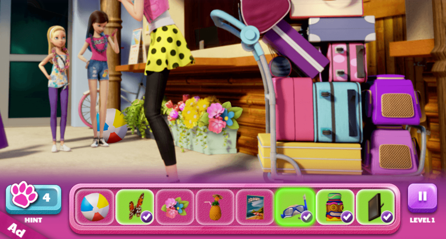 Barbie Great Puppy Treasure Hunt Game Searching Items Screenshot.