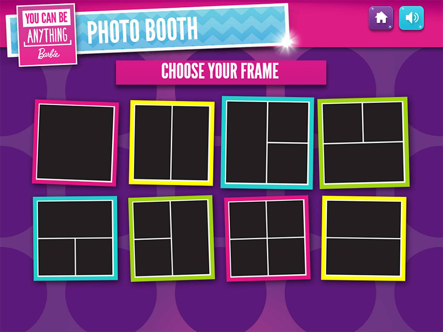 Barbie Photo Booth Game Choose Frame Screenshot.