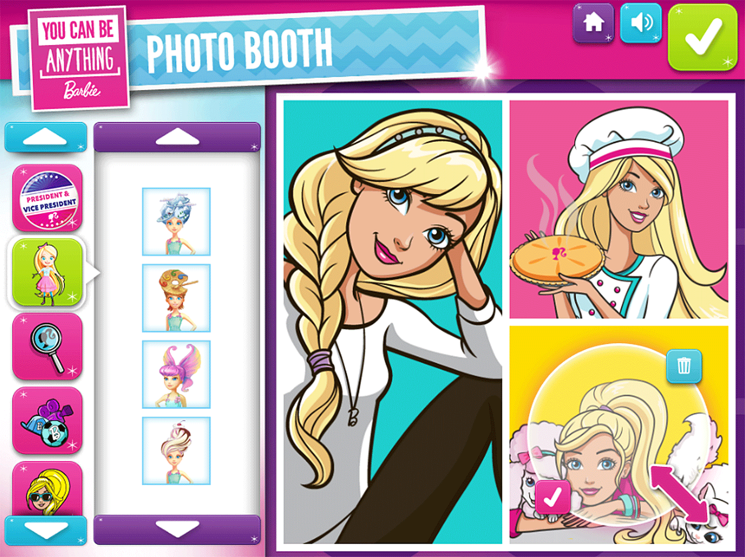 Barbie Photo Booth Game Complete Layout Screenshot.