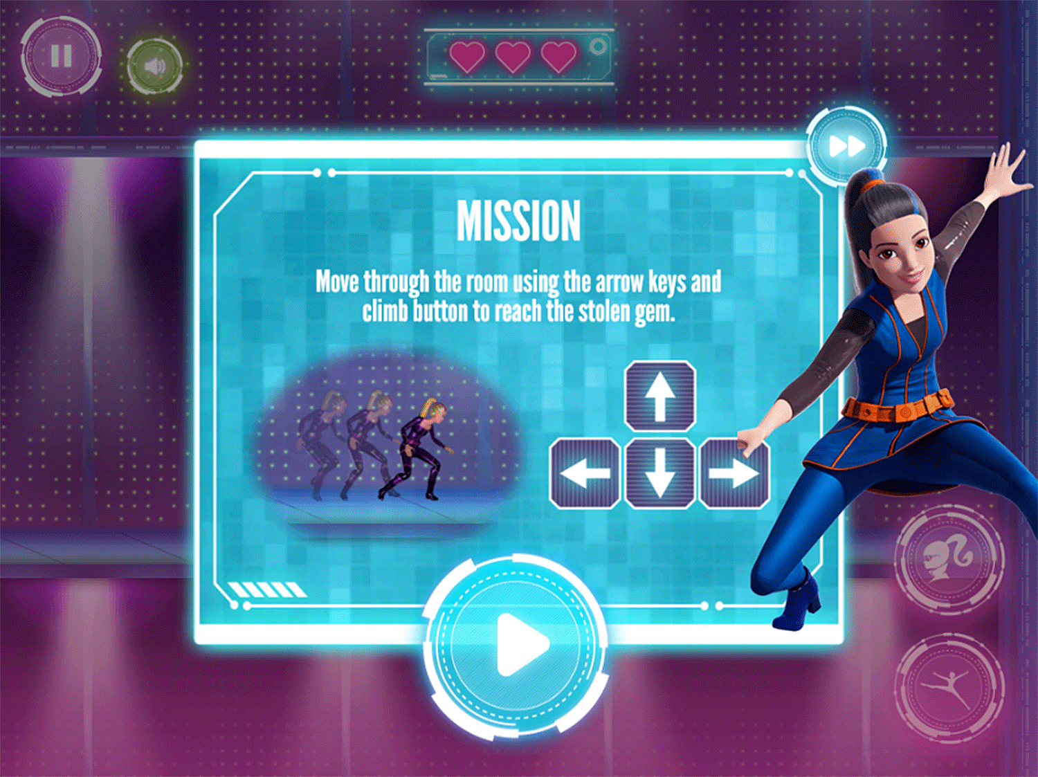Barbie Spy Squad Academy Game Laser Sneaking How To Play Screenshot.
