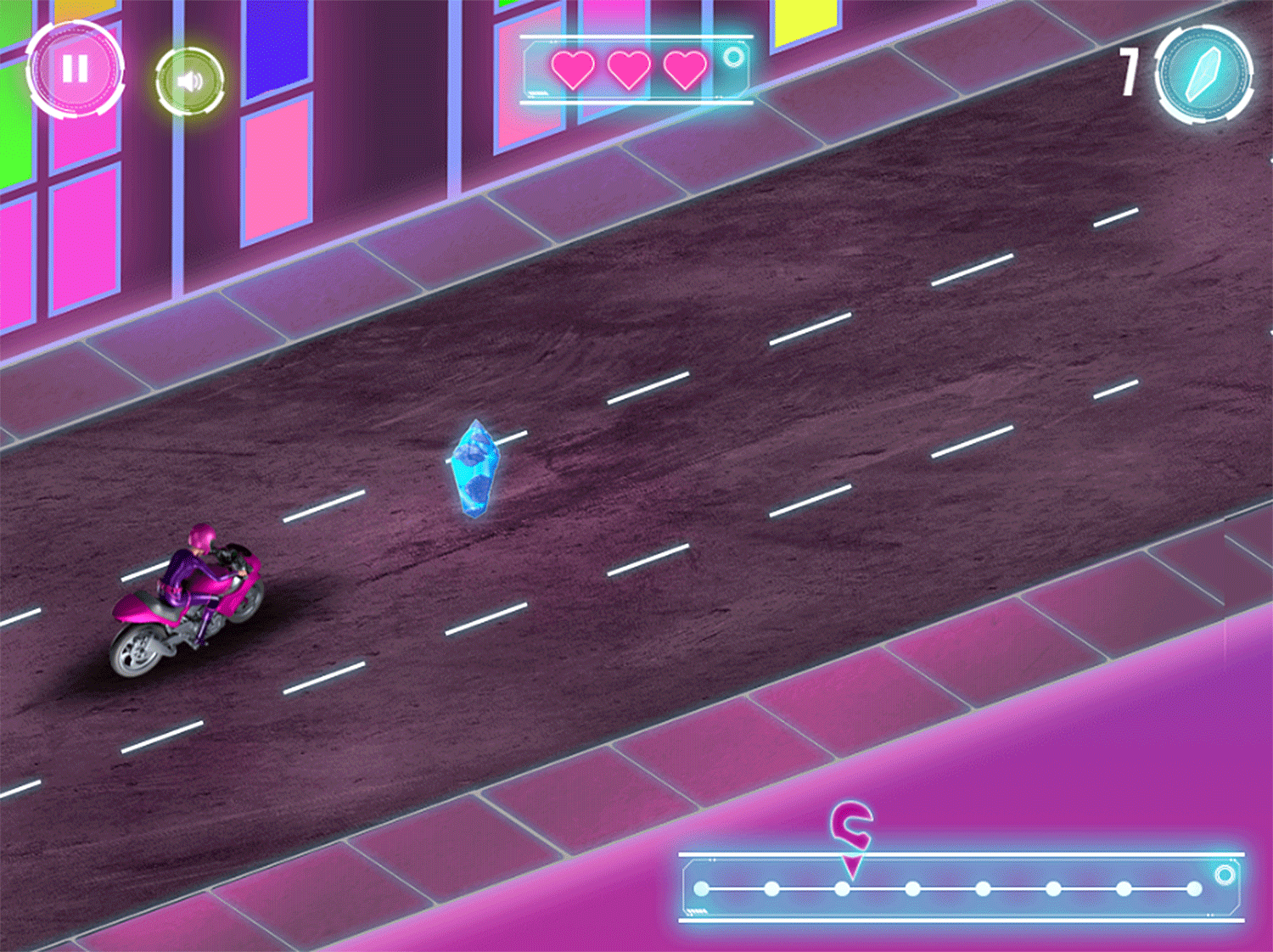 Barbie Spy Squad Academy Game Motorcycle Race Game Screenshot.