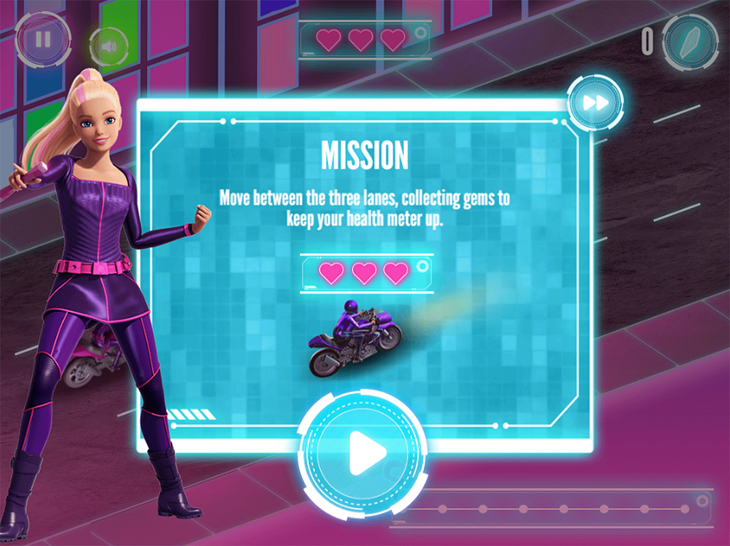 Barbie Spy Squad Academy Game Motorcycle Race How To Play Screenshot.