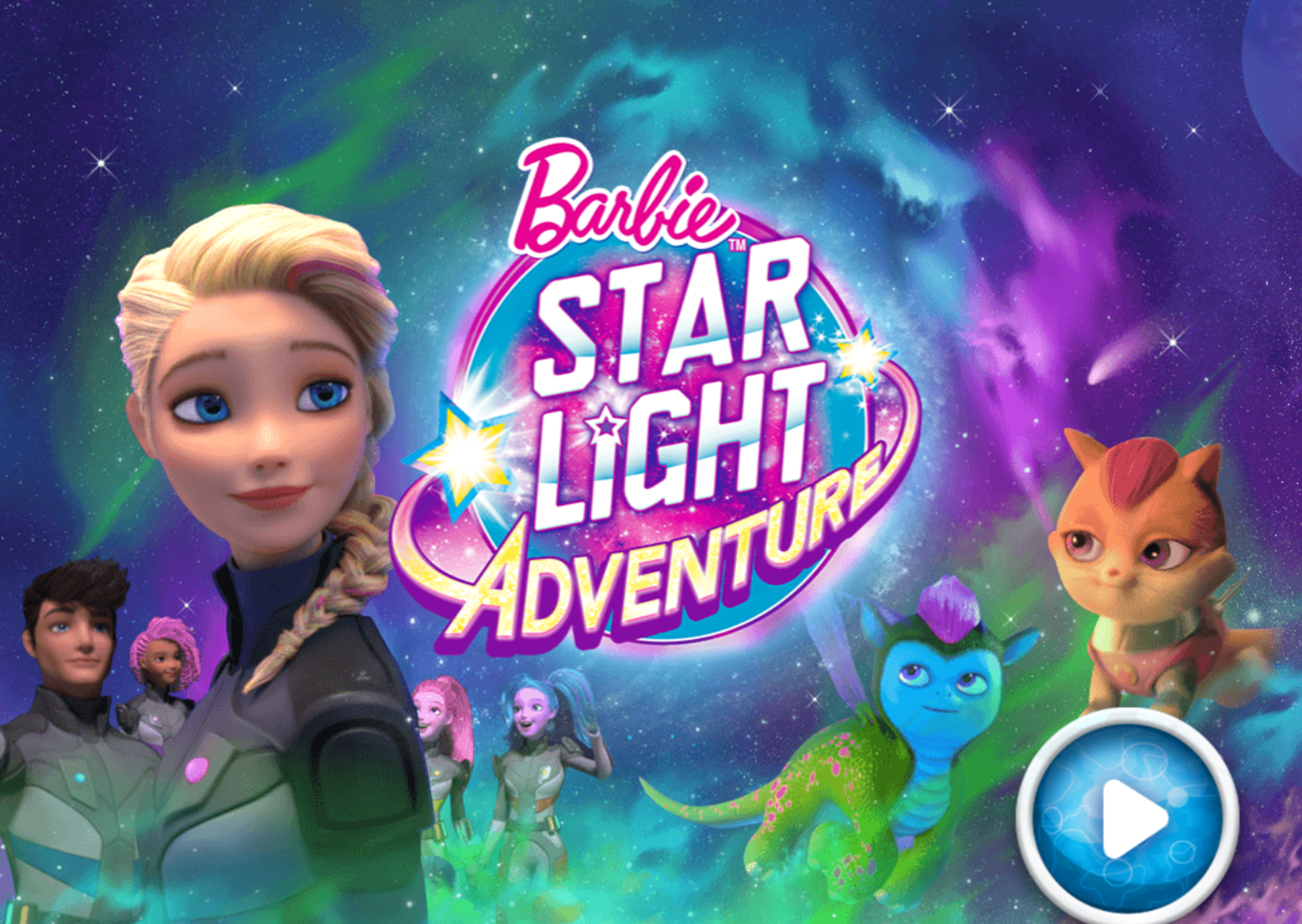 Barbie Star Light Adventure Game Welcome Screen Screenshot.