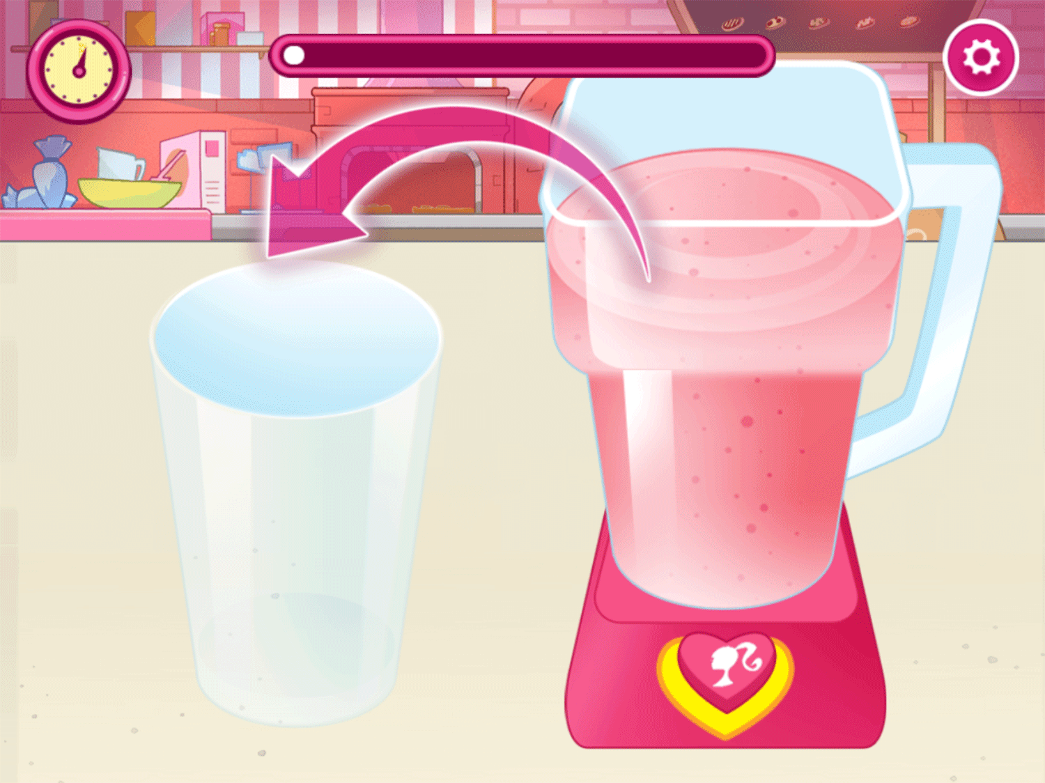 Barbie You Can Be a Chef Game Pour Smoothie Screenshot.