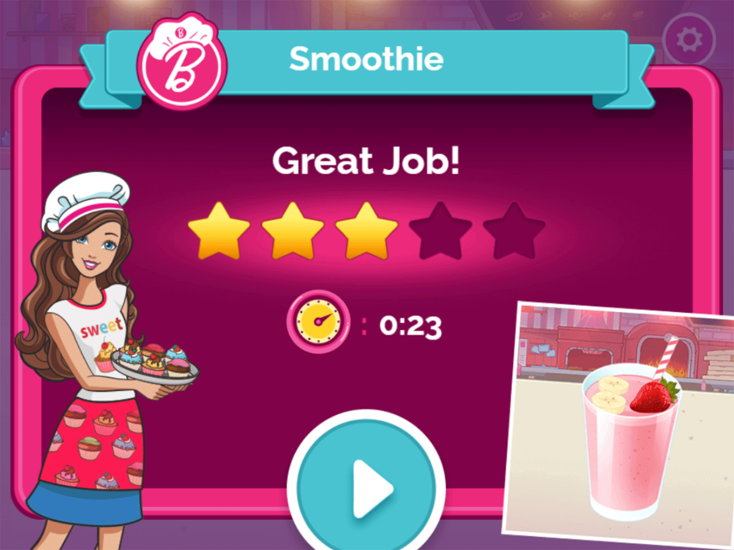Barbie You Can Be a Chef Game Score Screenshot.