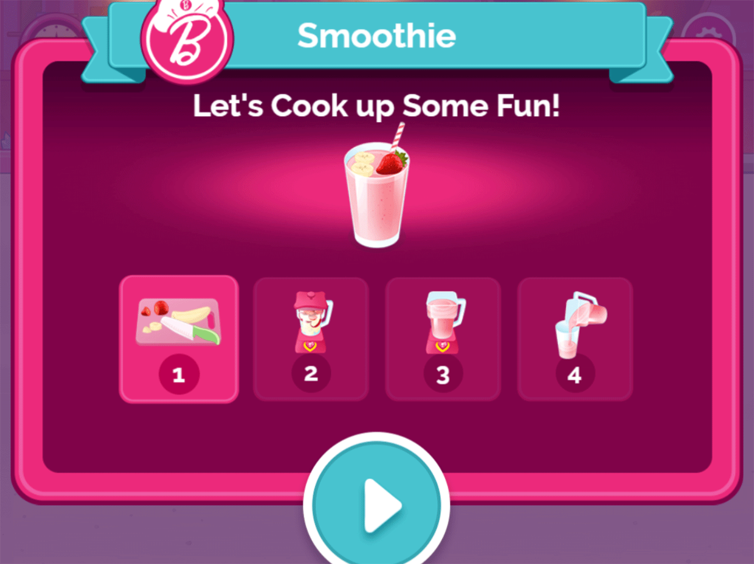 Barbie You Can Be a Chef Game Smoothie Steps Screenshot.