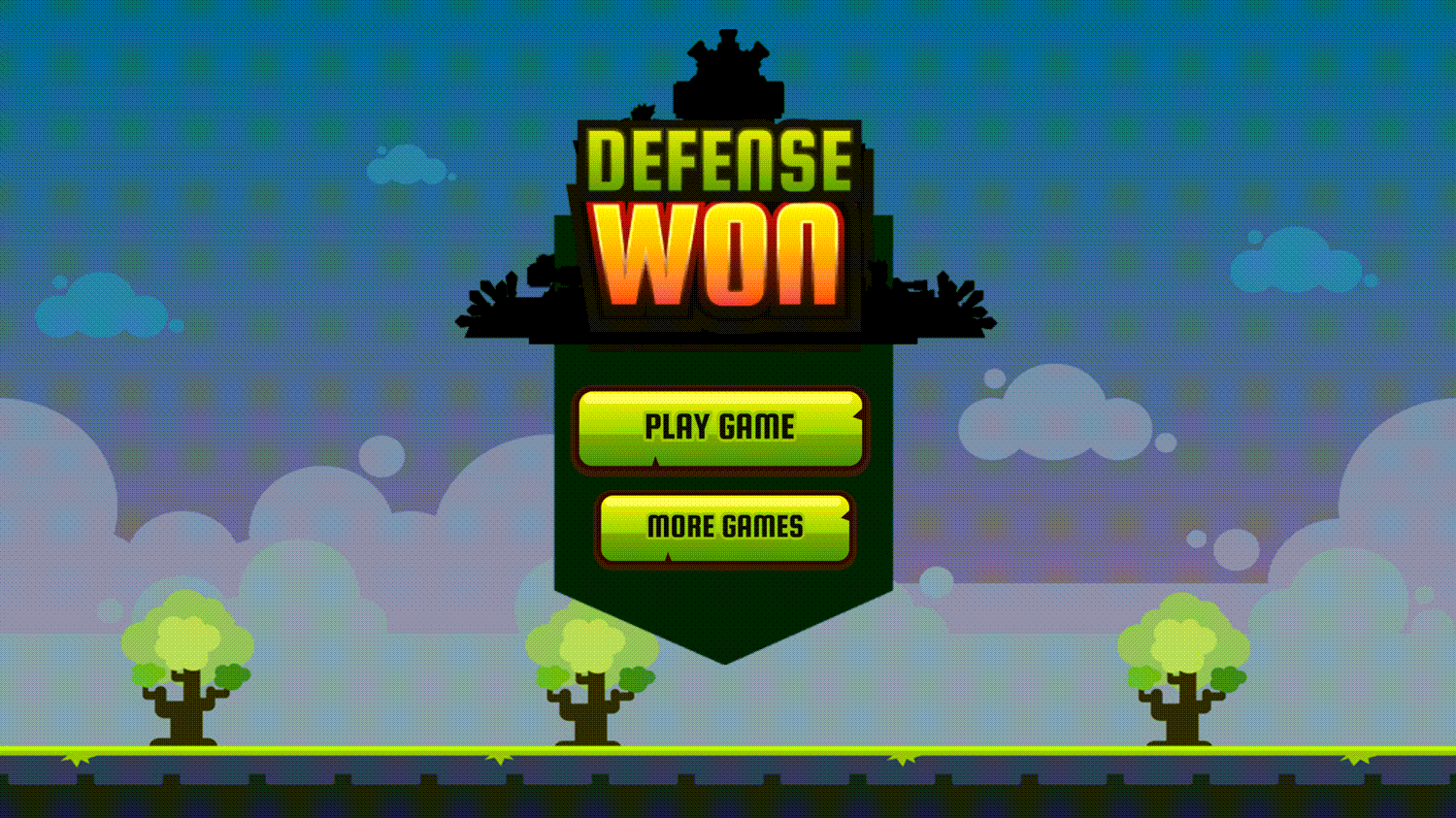 Base Defense Game Won Screen Screenshot.