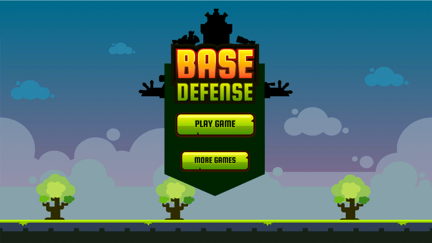 Base Defense Game Welcome Screen Screenshot.