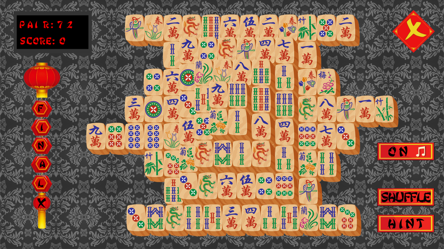 Basic Mahjong Game Final Stage Screenshot.