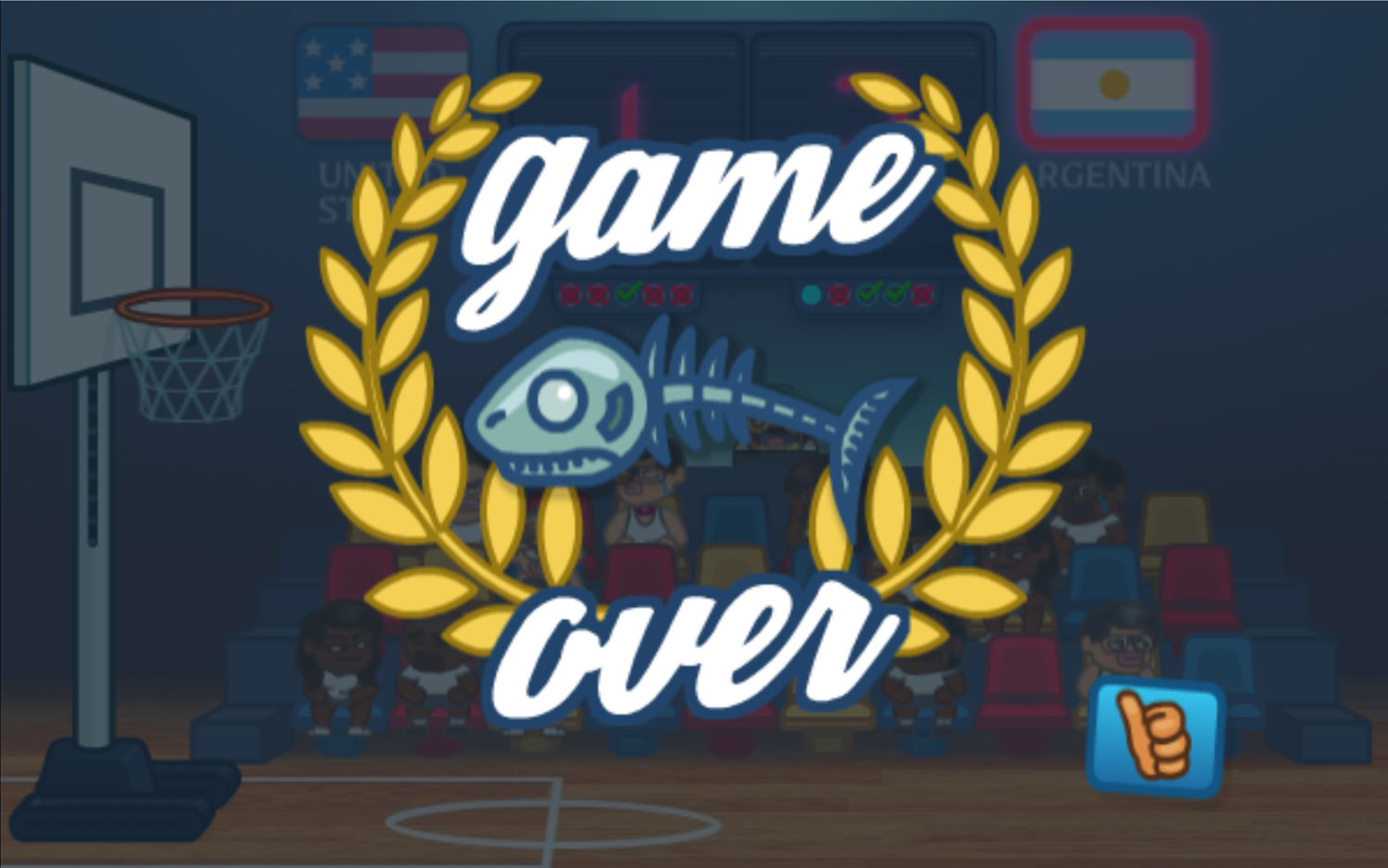 Basket Champs Game Over Screenshot.