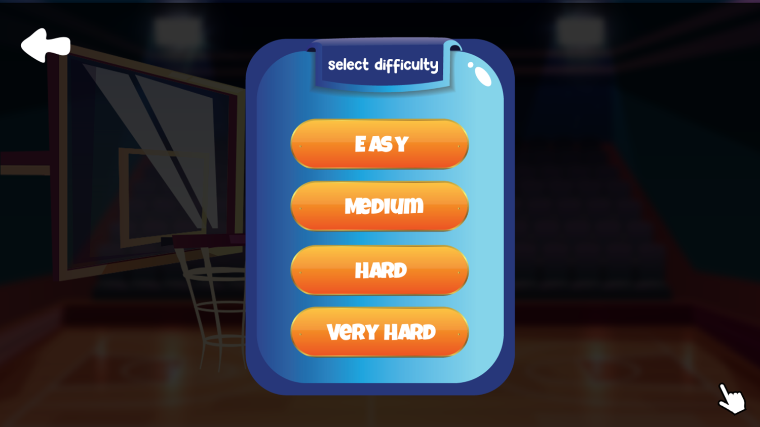 Basket Goal Math Game Select Difficulty Screenshot.